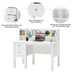 48 Inch Computer Desk with Drawers Power Outlets and 5-Cubby Hutch - Color: White - Minihomy