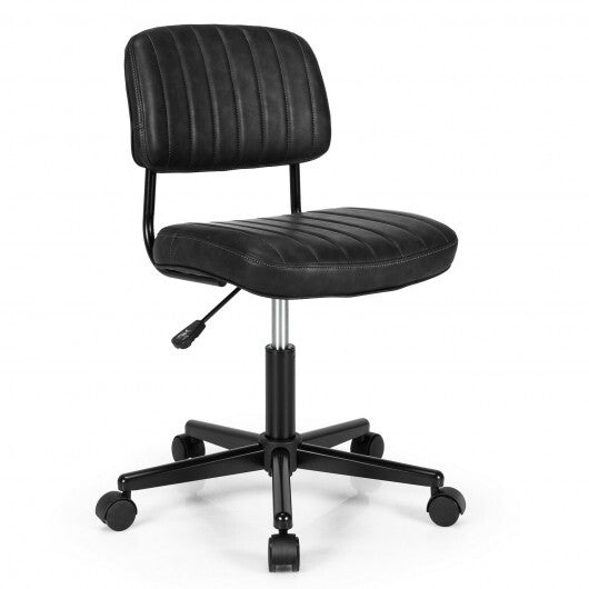 PU Leather Adjustable Office Chair  Swivel Task Chair with Backrest-Black - Color: Black