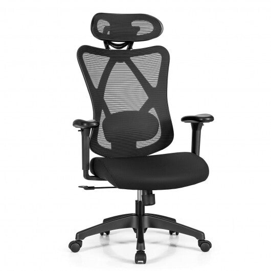 High Back Mesh Executive Chair with Adjustable Lumbar Support - Color: Black - Minihomy