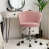 Adjustable Vanity Velvet Chair with Seashell Back and Wheels-Pink - Color: Pink - Minihomy