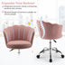 Adjustable Vanity Velvet Chair with Seashell Back and Wheels-Pink - Color: Pink - Minihomy