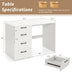 43.5 Inch Computer Desk with 4 Large Drawers-White - Color: White - Minihomy