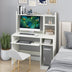 Home Office Computer Desk with Bookcase, Keyboard Tray, and CPU Stand - White - Minihomy