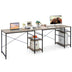 L Shaped Computer Desk with 4 Storage Shelves and Cable Holes-Gray - Color: Gray - Minihomy