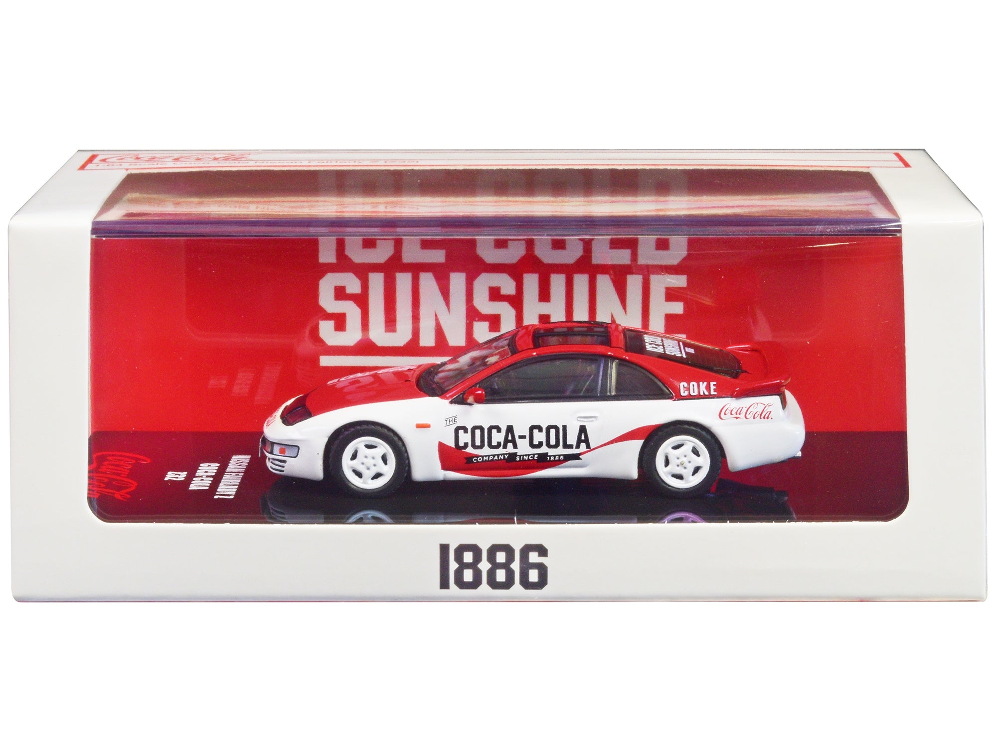 Nissan Fairlady Z (Z32) RHD (Right Hand Drive) Red and White "Coca-Cola" 1/64 Diecast Model Car by Inno Models - Minihomy