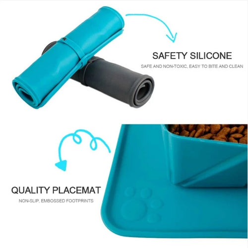 Collapsible Pet Dog Silicone Bowl Portable Travel Double Bowl