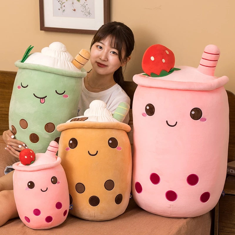 Milk Tea Cup Plush Toy Fruit Pillow Strawberry Matcha Cup Creative Doll - Minihomy