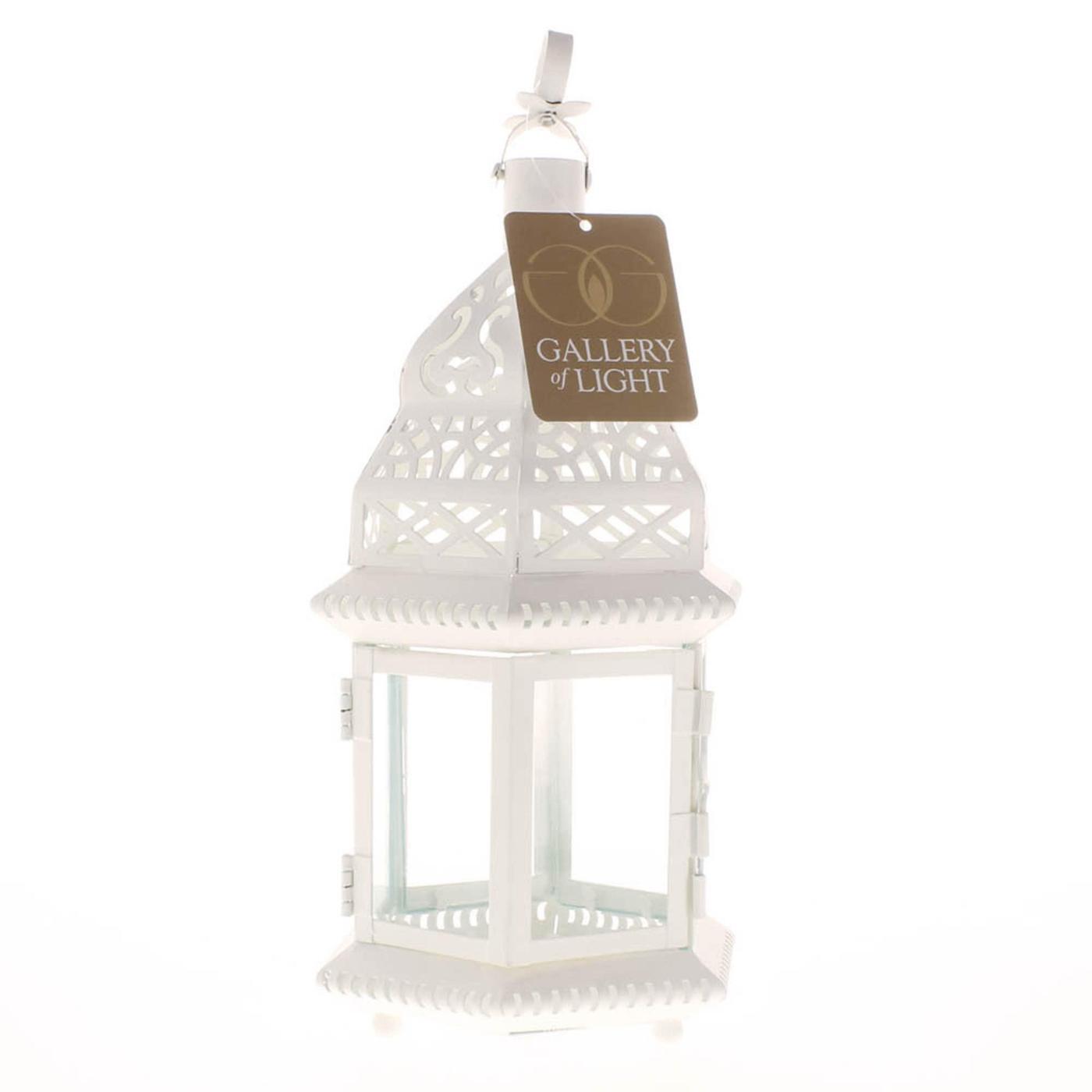 Moroccan White Candle Lantern - 13 inches - Minihomy