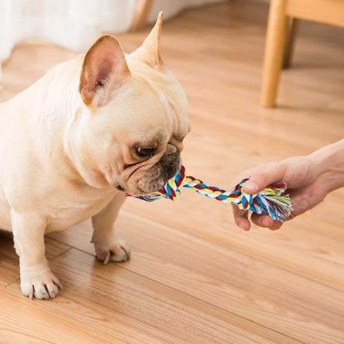 Dog bite rope toy dog rope knot molar bite-resistant color double knot cotton rope toy