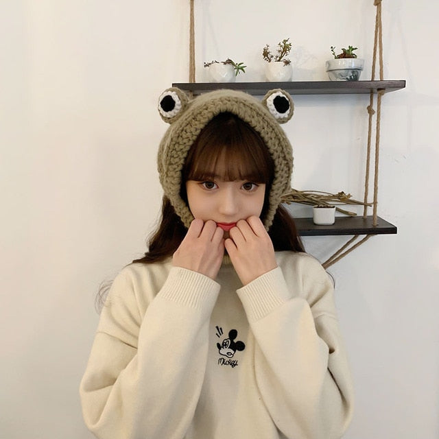 Big eyes frog woolen hat