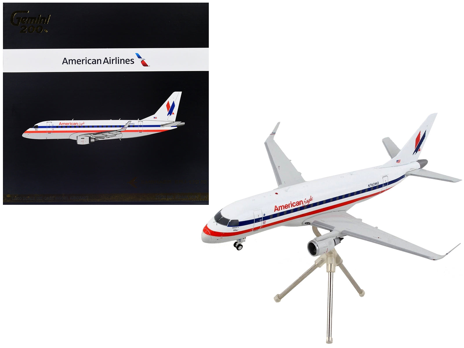 Embraer ERJ-170 Commercial Aircraft "American Airlines - American Eagle" White with Blue and Red Stripes