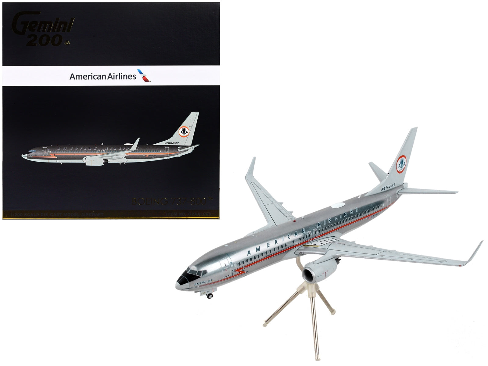 Boeing 737-800 Commercial Aircraft "American Airlines - AstroJet" Silver with Red Stripes