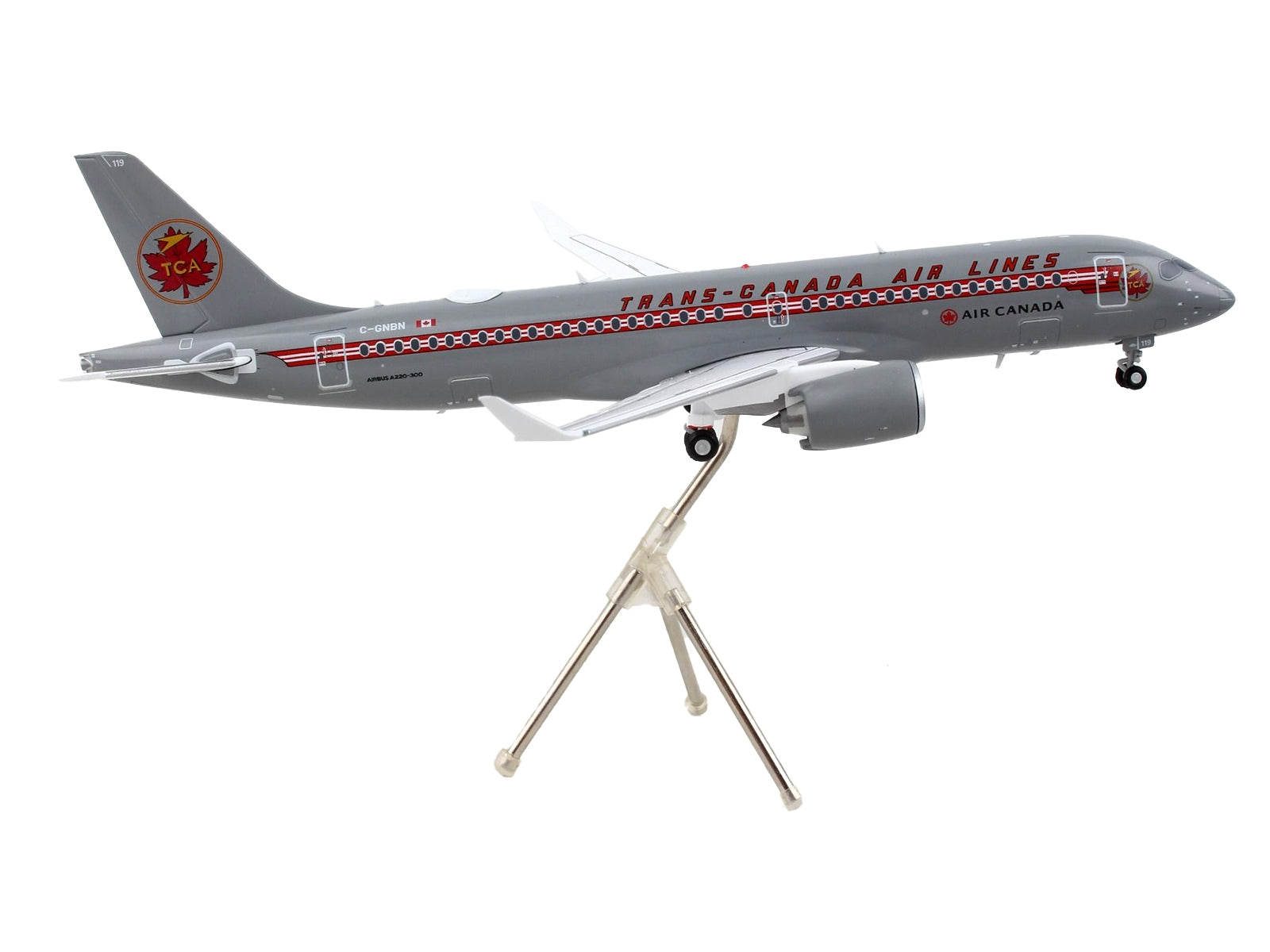 Airbus A220-300 Commercial Aircraft "Trans-Canada Air Lines - Air Canada" Gray with Red Stripes