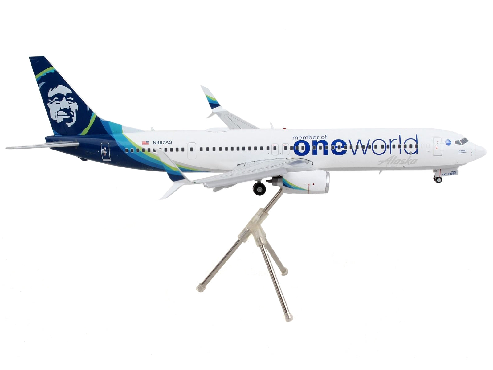 Boeing 737-900ER Commercial Aircraft with Flaps Down "Alaska Airlines - One World"