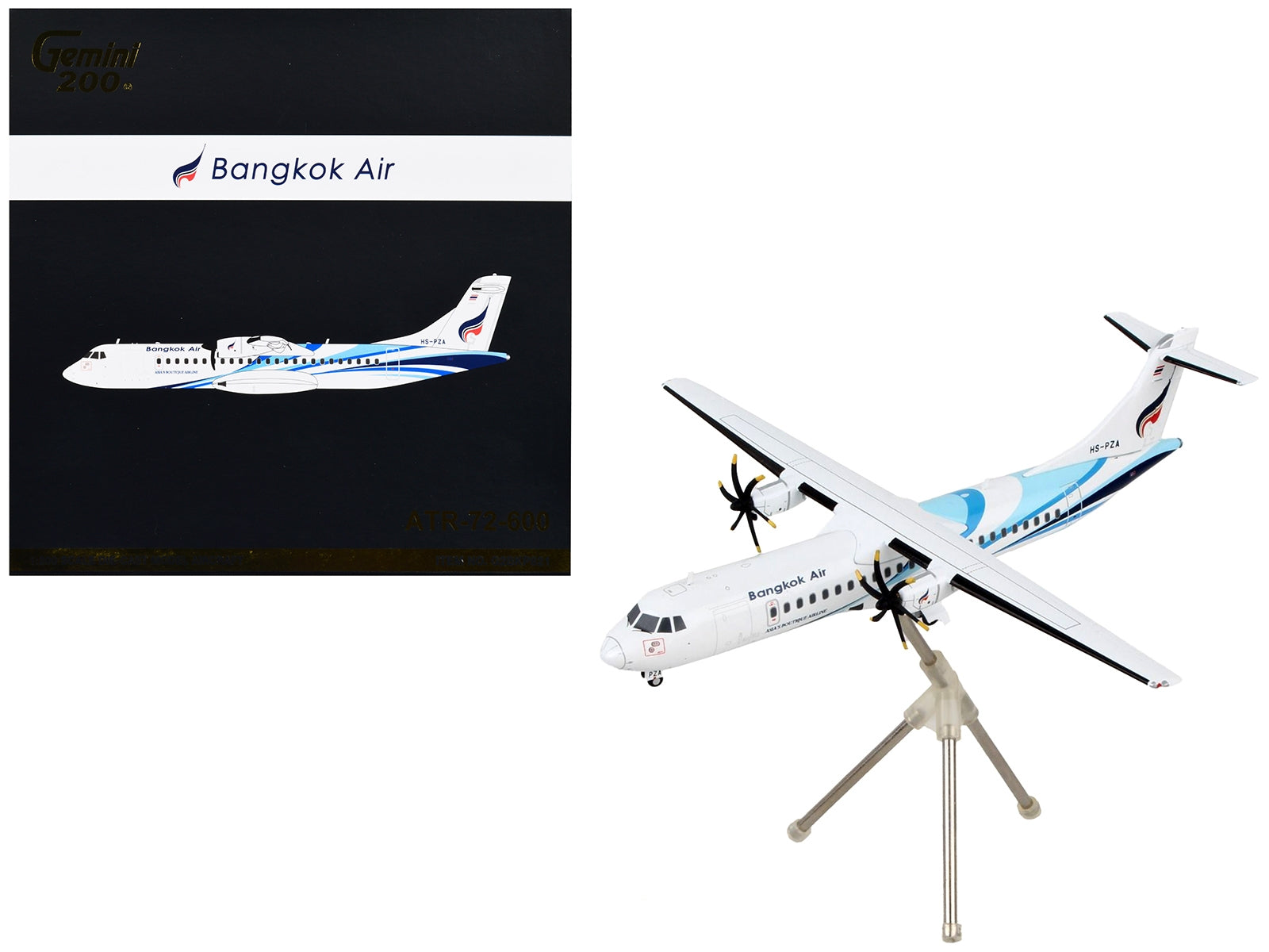 ATR 72-600 Commercial Aircraft "Bangkok Airways" White with Light Blue Stripes "Gemini 200" Series 1/200 Diecast Model Airplane by GeminiJets
