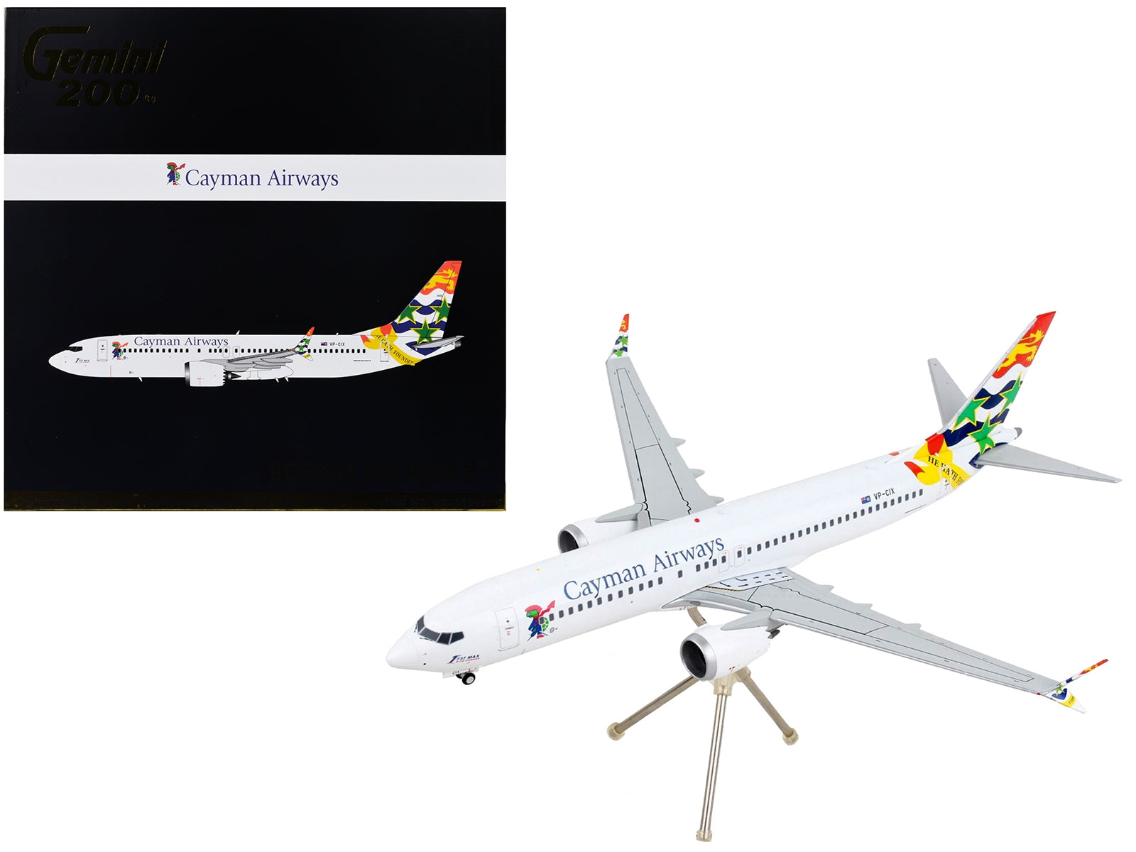 Boeing 737 MAX 8 Commercial Aircraft "Cayman Airways" White with Tail Graphics "Gemini 200" Series 1/200 Diecast Model Airplane by GeminiJets