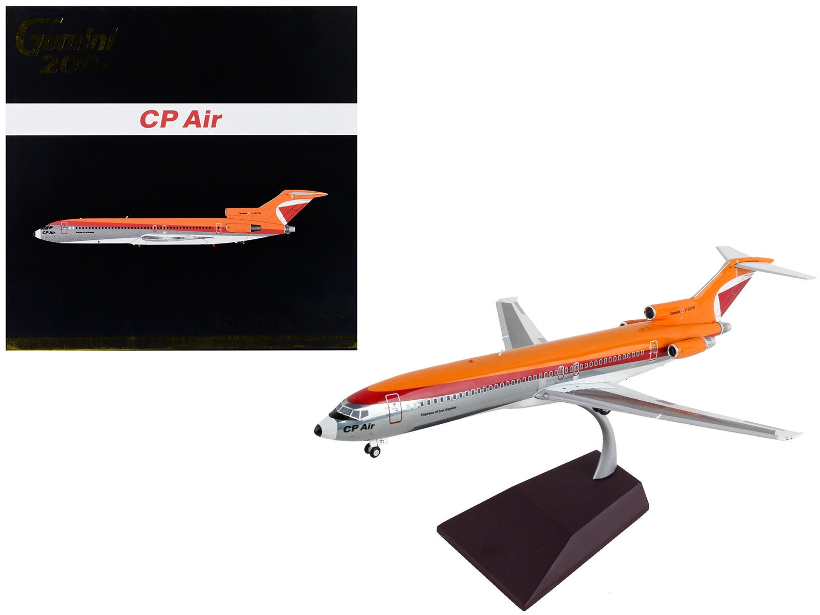 Boeing 727-200 Commercial Aircraft "CP Air" Orange and Silver with Red Stripes "Gemini 200" Series 1/200 Diecast Model Airplane by GeminiJets