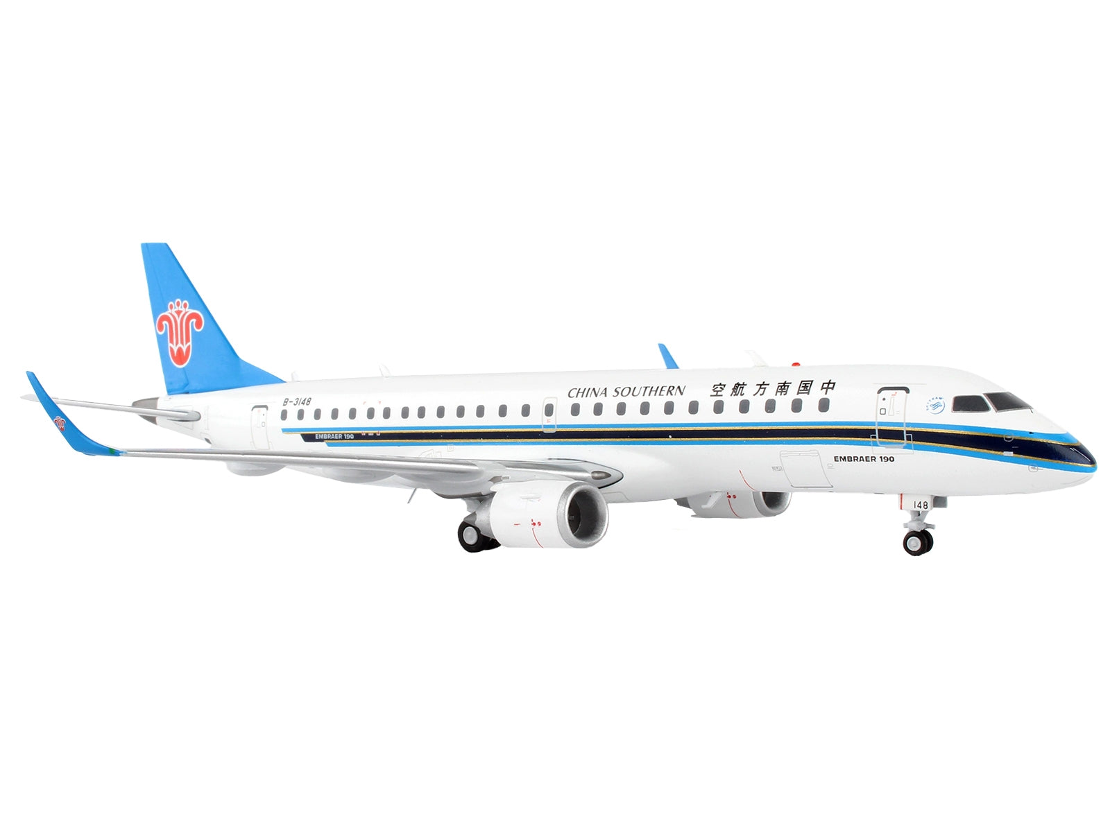 Embraer ERJ-190 Commercial Aircraft "China Southern Airlines" White with Black Stripes and Blue Tail