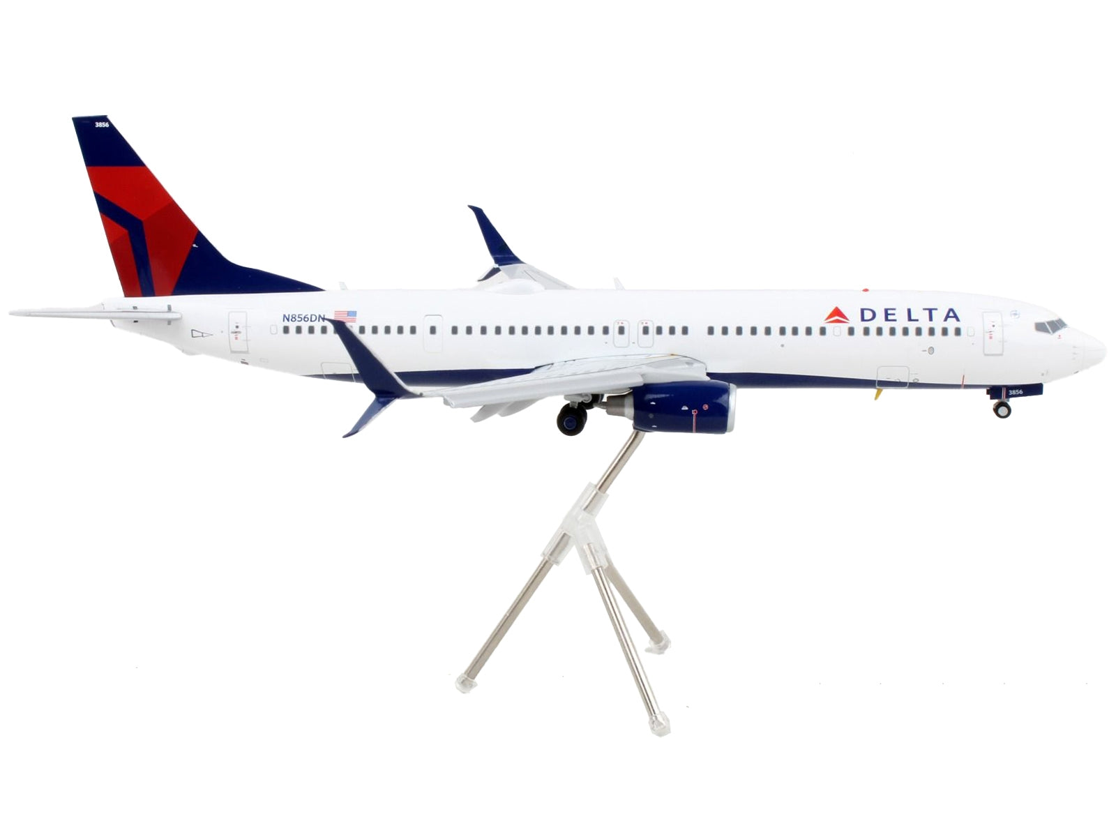 GeminiJets 1/200 Diecast: Boeing 737-900ER "Delta Air Lines" White/Blue/Red Tail with Flaps Down