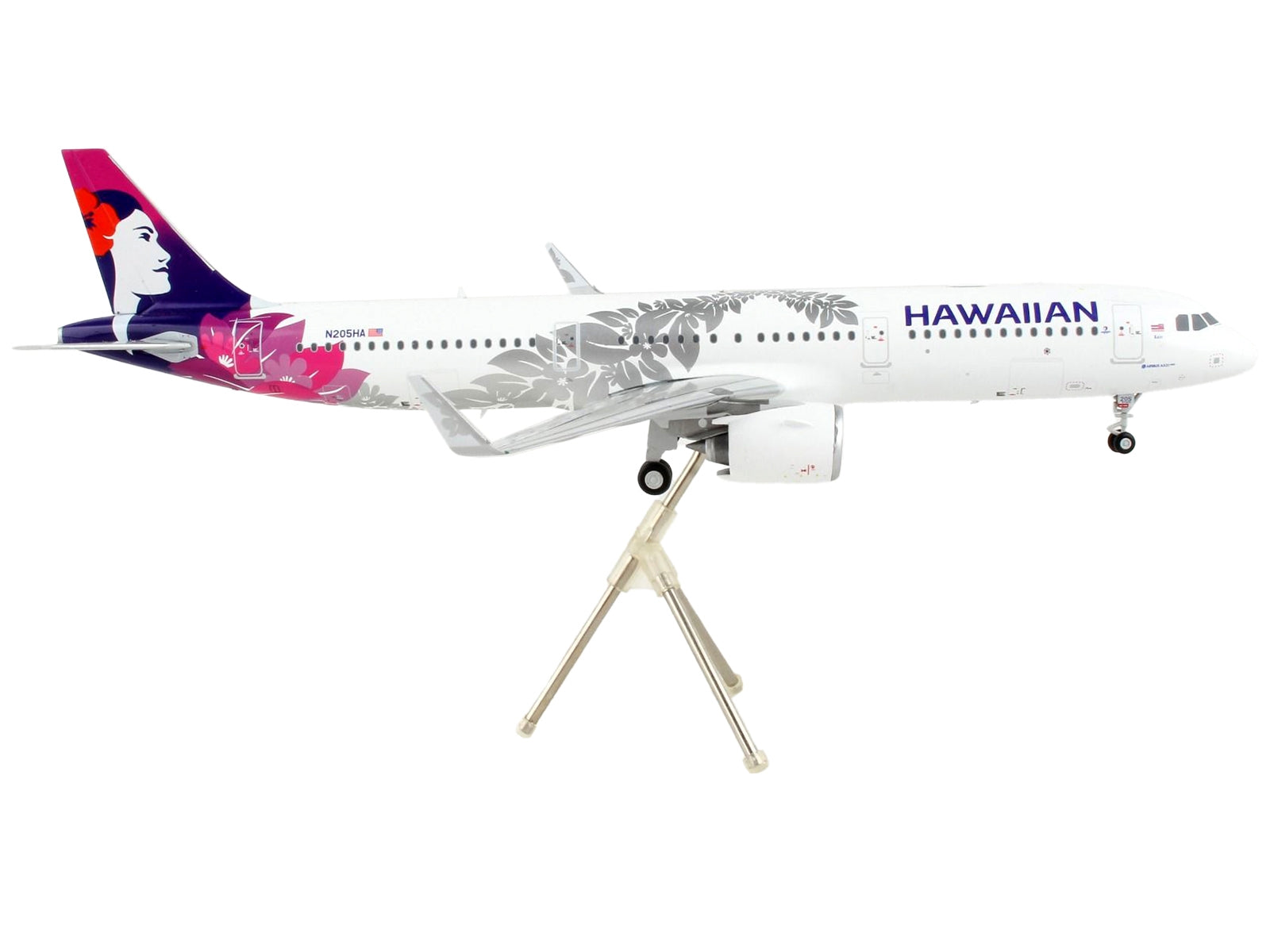 Airbus A321neo Commercial Aircraft "Hawaiian Airlines" White with Purple Tail "Gemini 200" Series 1/200 Diecast Model Airplane by GeminiJets