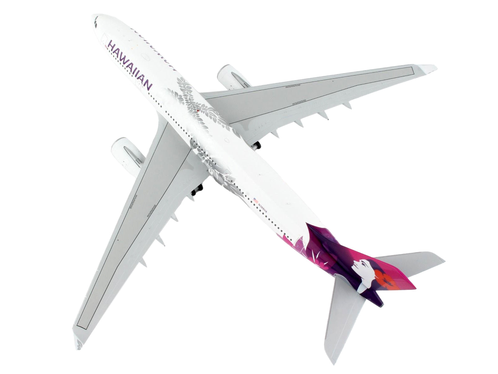 Airbus A330-200 Commercial Aircraft "Hawaiian Airlines" White with Purple Tail "Gemini 200" Series 1/200 Diecast Model Airplane by GeminiJets