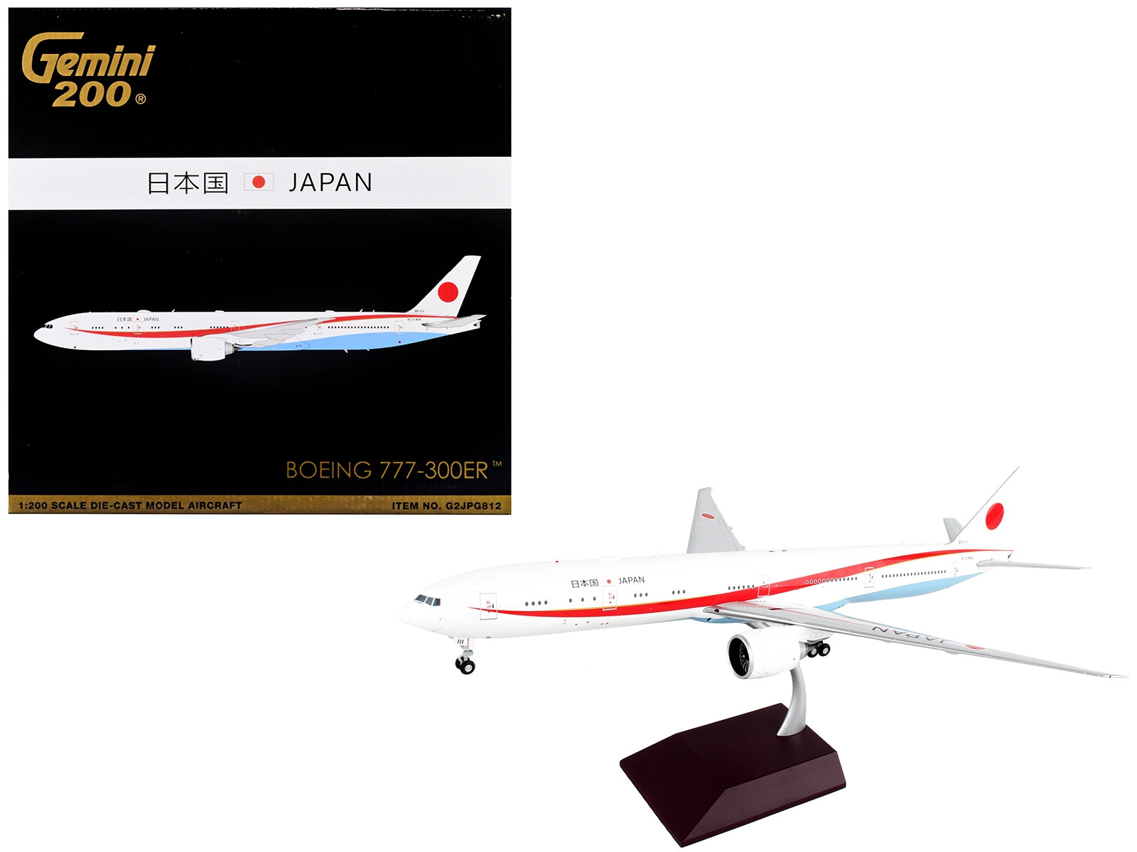 Boeing 777-300ER Commercial Aircraft "Japan Air Self-Defense Force (JASDF)" White with Red Stripes