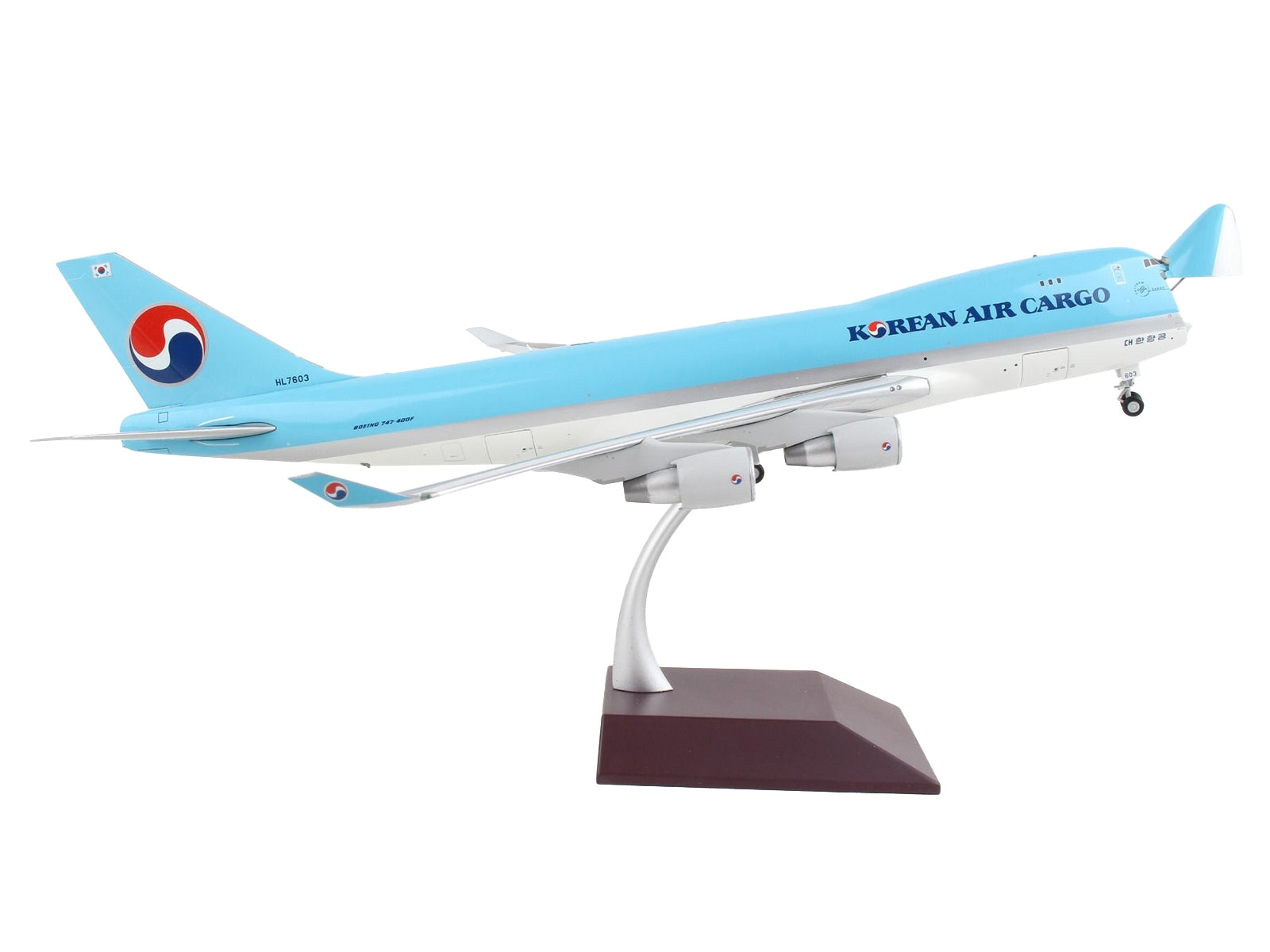 Boeing 747-400F Commercial Aircraft "Korean Air Cargo" Light Blue "Gemini 200 - Interactive" Series 1/200 Diecast Model Airplane by GeminiJets