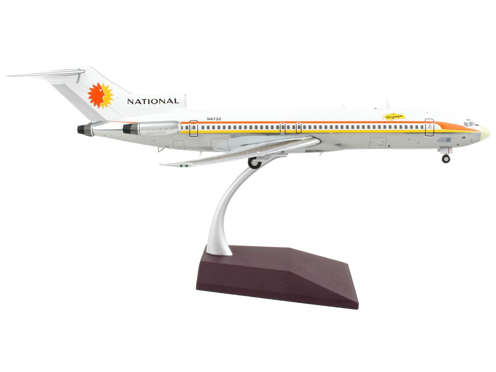 GeminiJets 1/200 Diecast Model: Boeing 727-200 "National Airlines" White, Orange, and Yellow Stripes