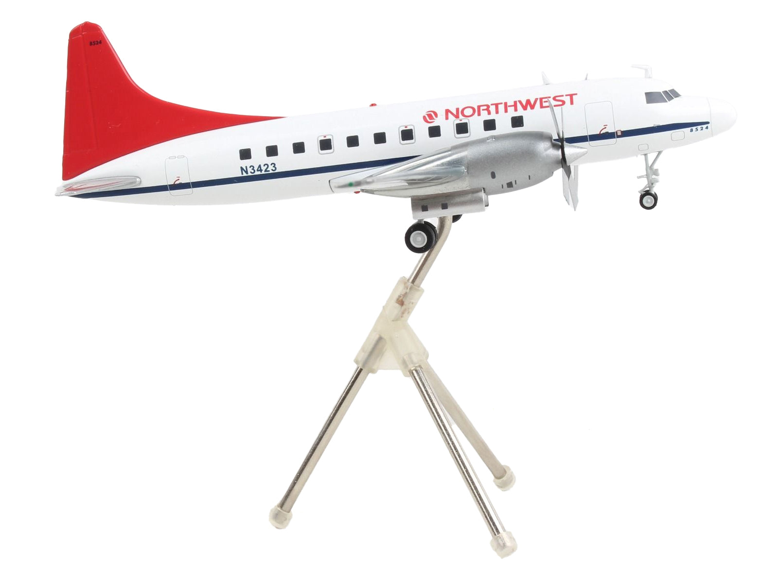 Convair CV-580 Commercial Aircraft "Northwest Airlines" White with Red Tail "Gemini 200" Series 1/200 Diecast Model Airplane by GeminiJets
