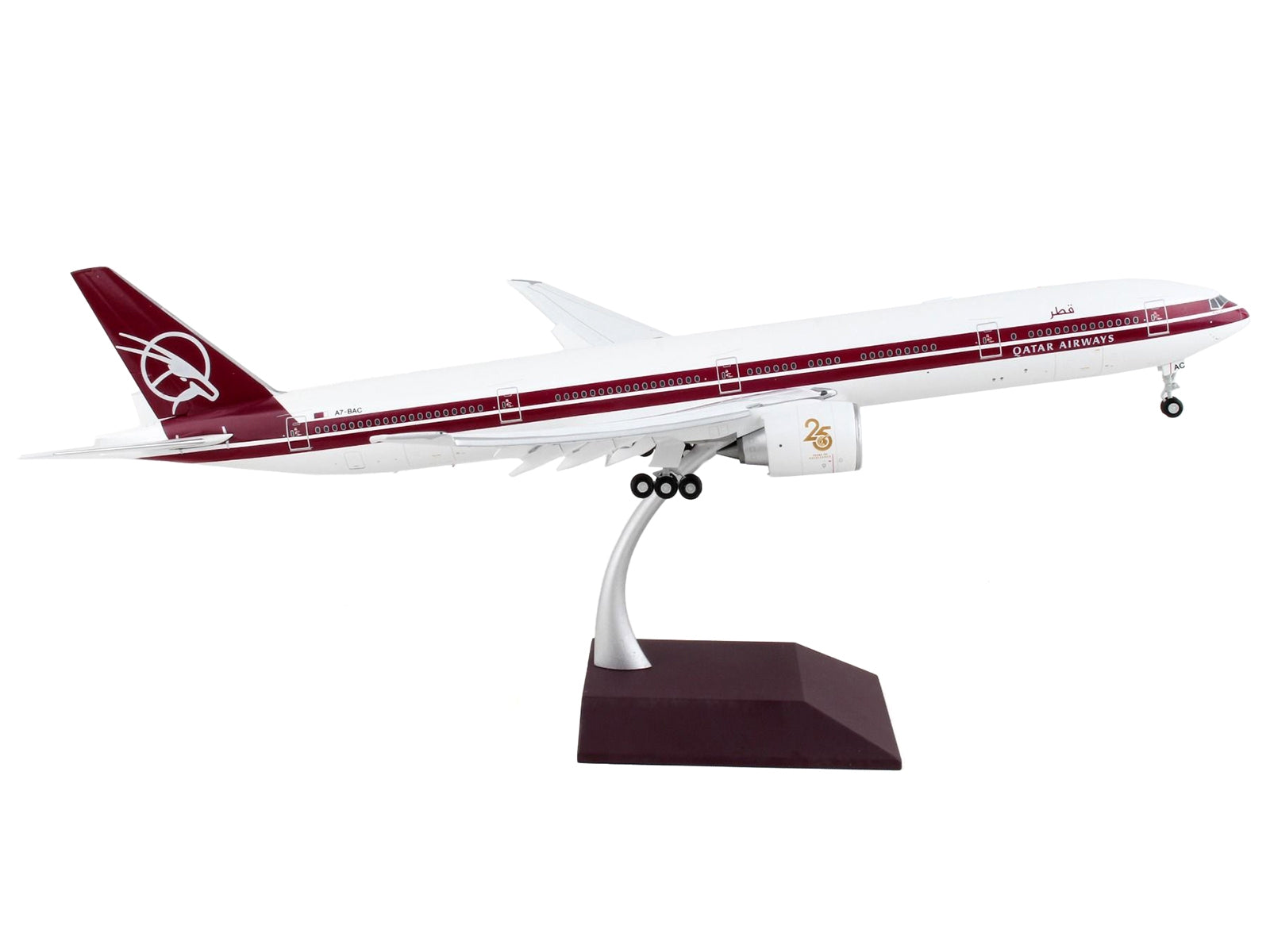Boeing 777-300ER Commercial Aircraft with Flaps Down "Qatar Airways"