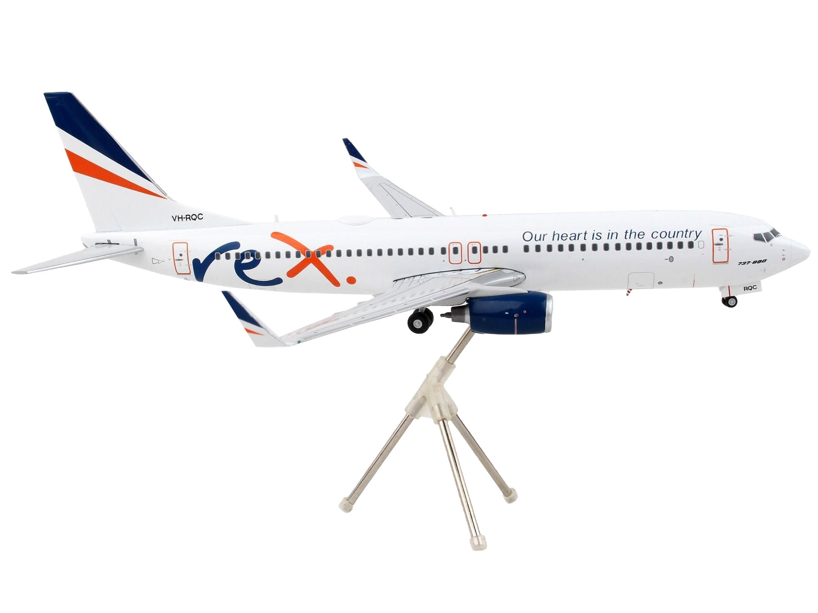 GeminiJets 1/200 Diecast Model: Boeing 737-800 "Regional Express Rex Airlines" White with Striped Tail