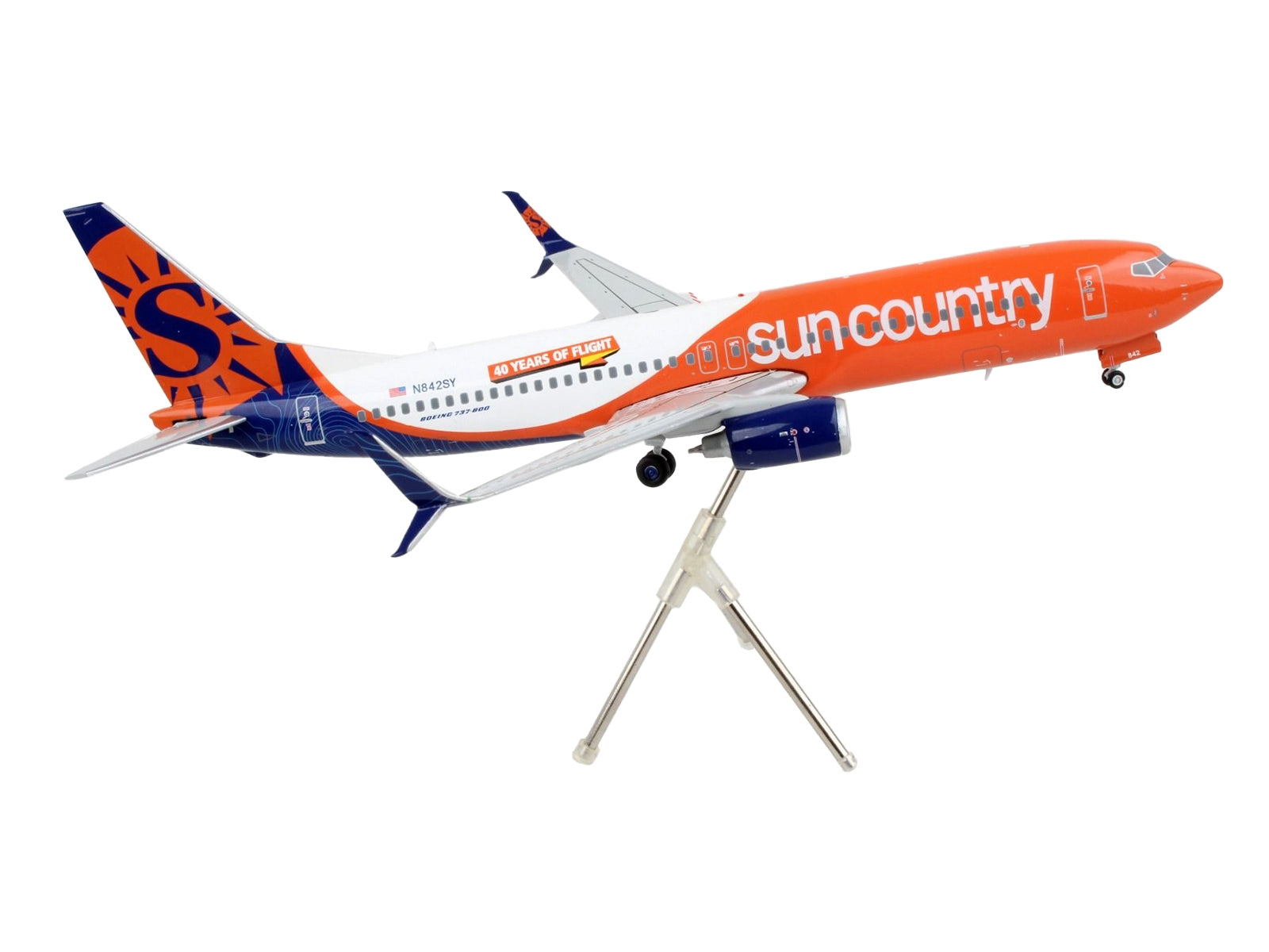 Boeing 737-800 Commercial Aircraft "Sun Country Airlines" Orange and White "Gemini 200" Series 1/200 Diecast Model Airplane by GeminiJets