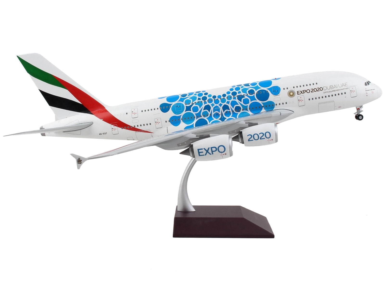 Airbus A380-800 Commercial Aircraft "Emirates Airlines - Dubai Expo 2020" White with Blue Graphics