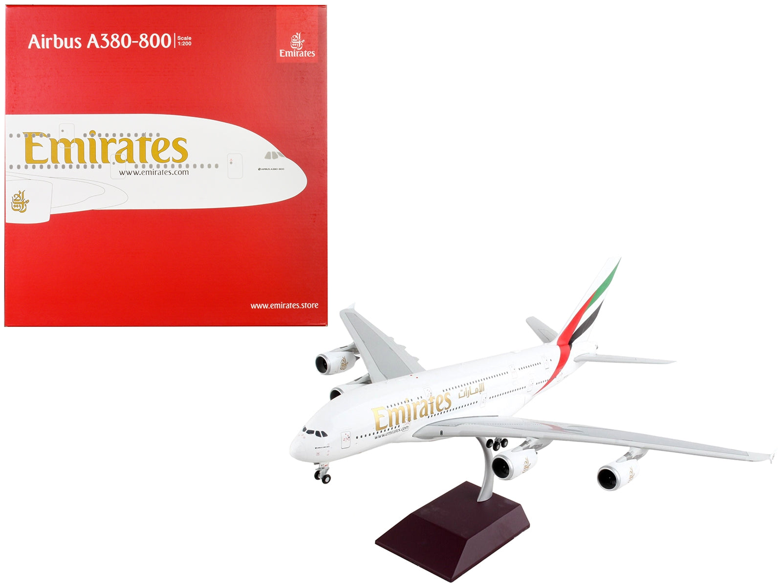 Airbus A380-800 Commercial Aircraft "Emirates Airlines - A6-EVC" White with Striped Tail