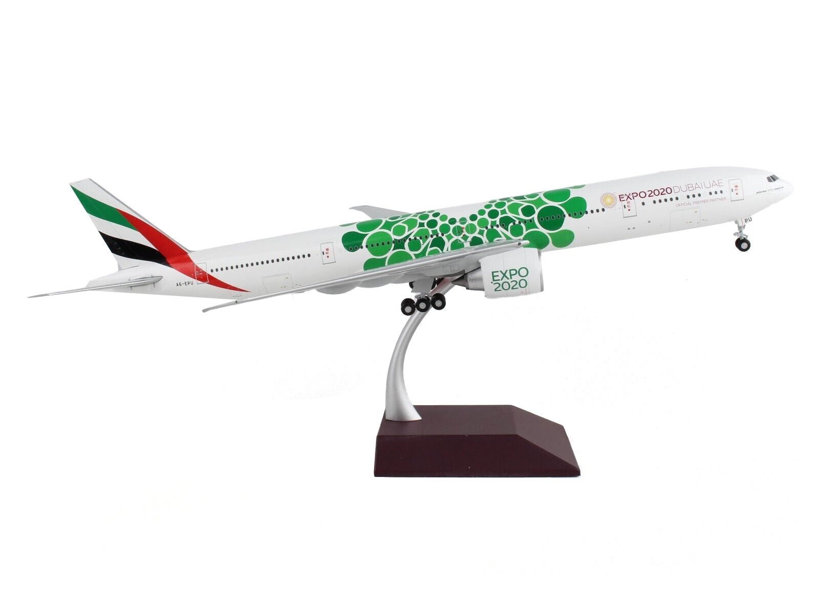 Boeing 777-300ER Commercial Aircraft "Emirates Airlines - Dubai Expo 2020" White with Green Graphics