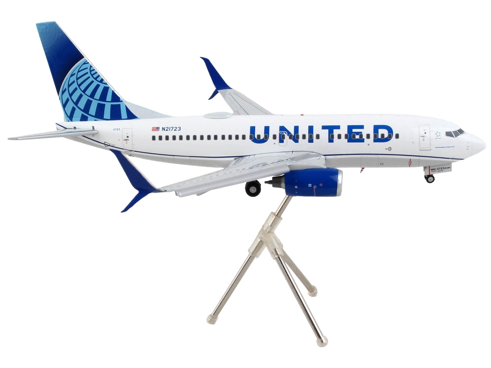 GeminiJets 1/200 Diecast: Boeing 737-700 "United Airlines" White/Blue Tail, Flaps Down, Gemini 200 Series