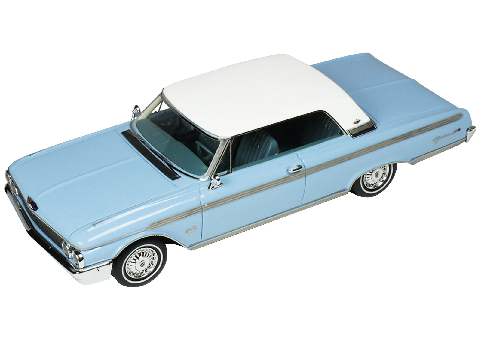 1962 Ford Galaxie Skymist Blue with White Top and Blue Interior Limited Edition to 210 pieces Worldwide 1/43 Model Car by Goldvarg Collection - Minihomy