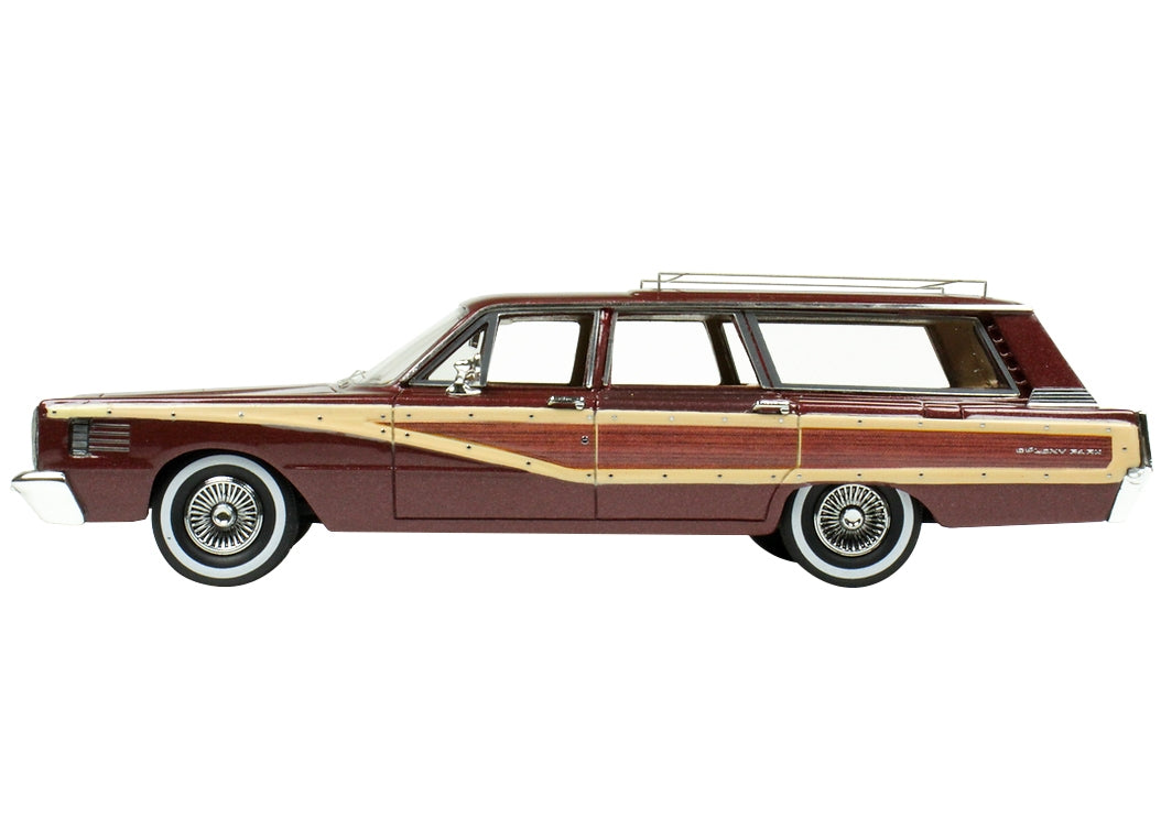 1965 Mercury Station Wagon Burgundy Metallic with Wood Panels Limited Edition to 200 pieces Worldwide 1/43 Model Car by Goldvarg Collection - Minihomy