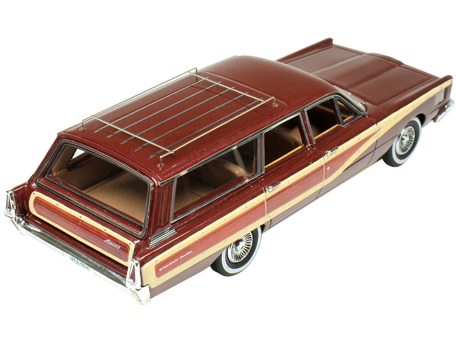 1965 Mercury Station Wagon Burgundy Metallic with Wood Panels Limited Edition to 200 pieces Worldwide 1/43 Model Car by Goldvarg Collection - Minihomy