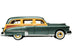 1949 Oldsmobile 88 Station Wagon Alpine Green Metallic with Cream and Woodgrain Sides and Green Interior - Minihomy