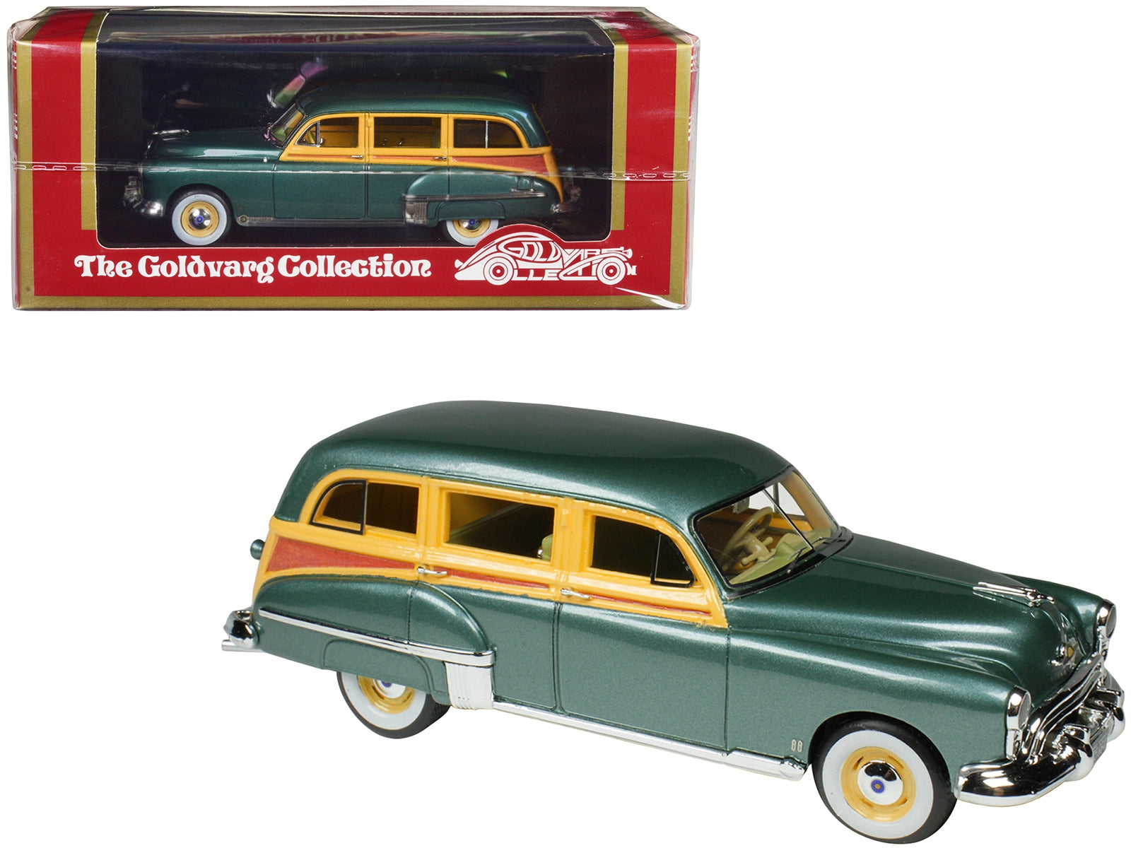 1949 Oldsmobile 88 Station Wagon Alpine Green Metallic with Cream and Woodgrain Sides and Green Interior - Minihomy