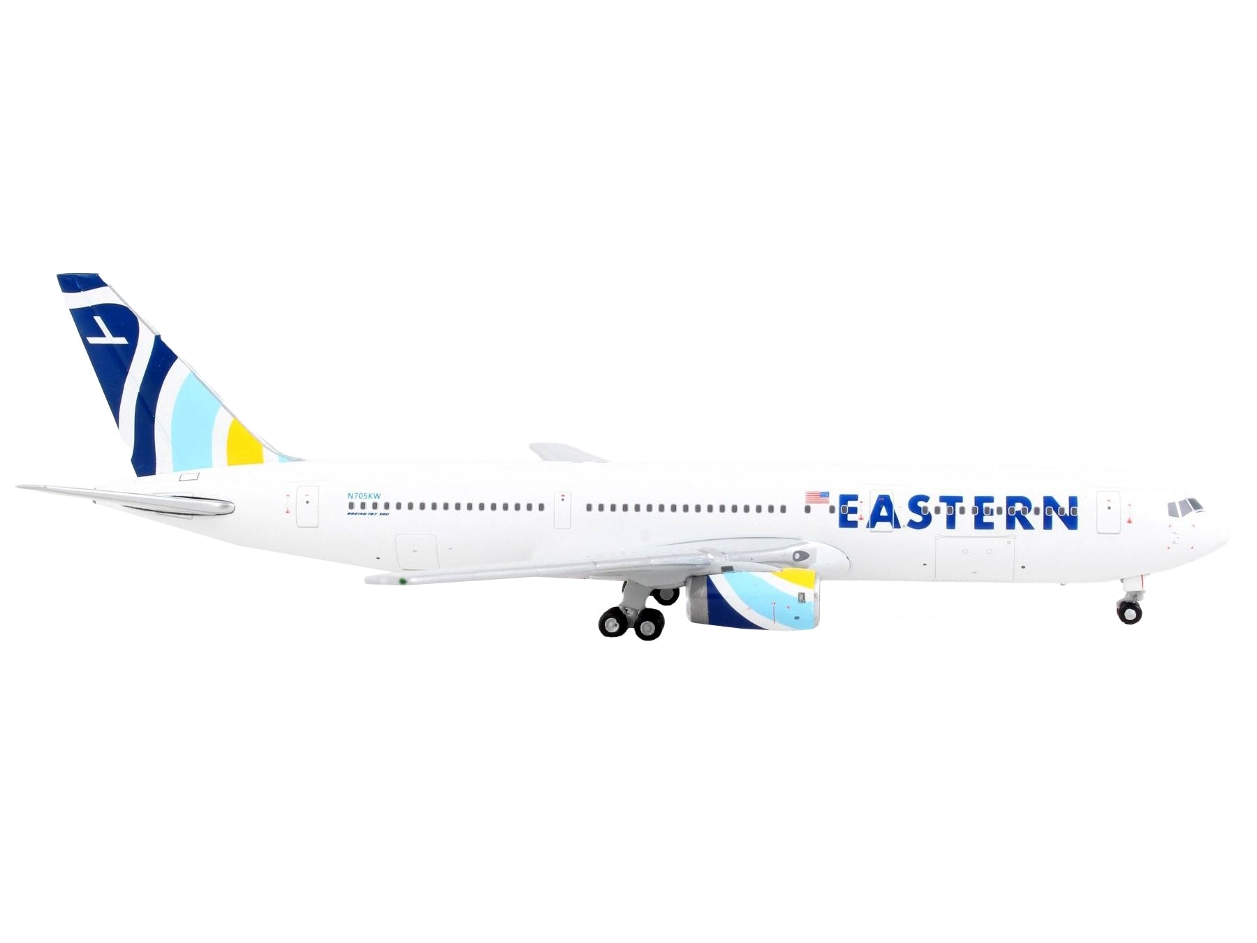 Boeing 767-300ER Commercial Aircraft "Eastern Airlines" White with Striped Tail 1/400 Diecast Model Airplane by GeminiJets