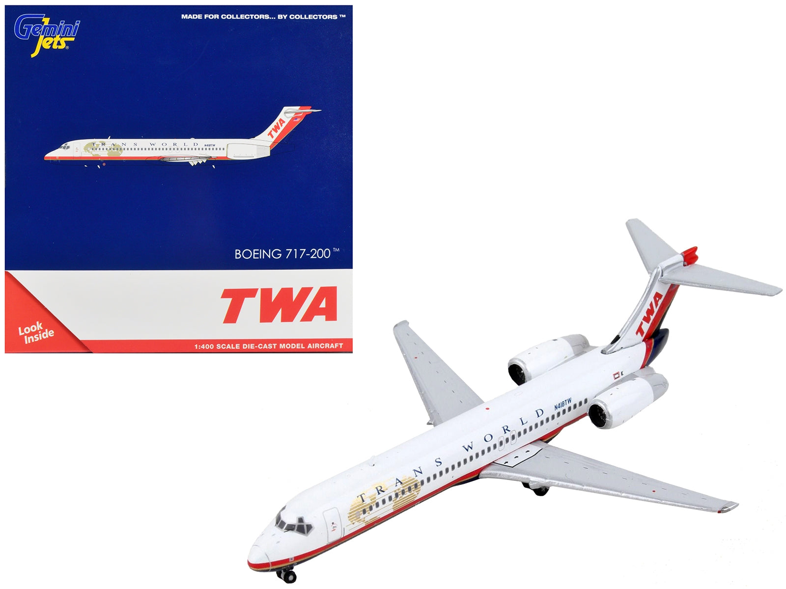Boeing 717-200 Commercial Aircraft "Trans World Airlines" White with Red Stripes 1/400 Diecast Model Airplane by GeminiJets