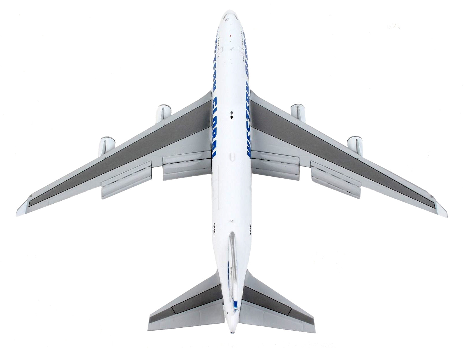 Boeing 747-400F Commercial Aircraft with Flaps Down "Western Global" White with Blue Tail Stripes 1/400 Diecast Model Airplane by GeminiJets