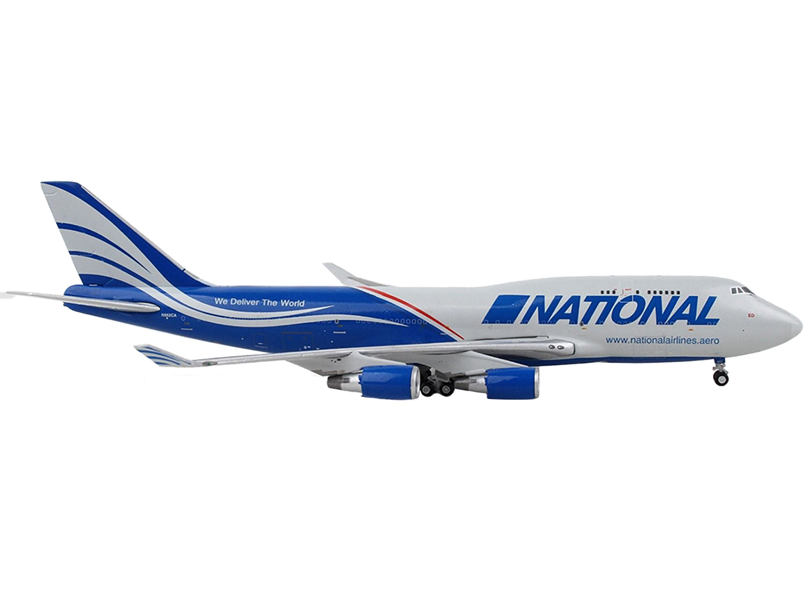Boeing 747-400F Commercial Aircraft "National Airlines" Gray and Blue 1/400 Diecast Model Airplane by GeminiJets
