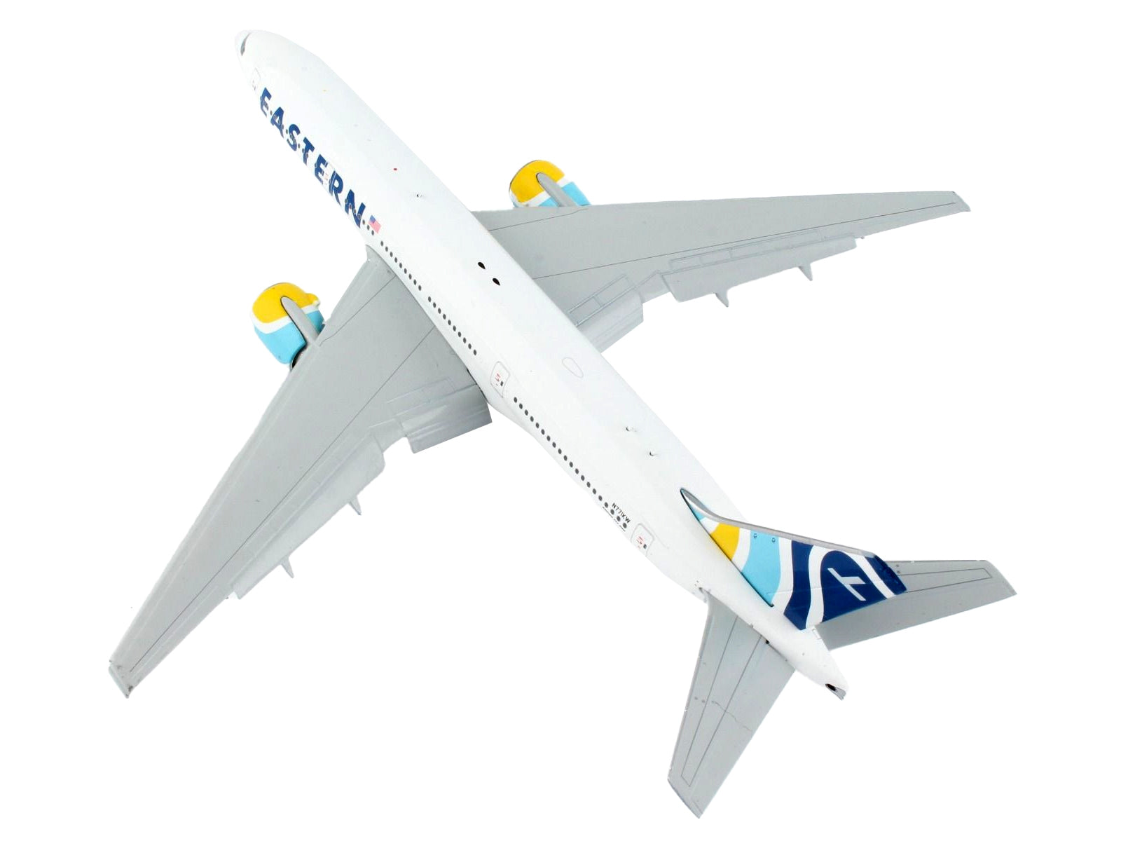 Boeing 777-200ER Commercial Aircraft with Flaps Down "Eastern Air Lines" White with Striped Tail 1/400 Diecast Model Airplane by GeminiJets