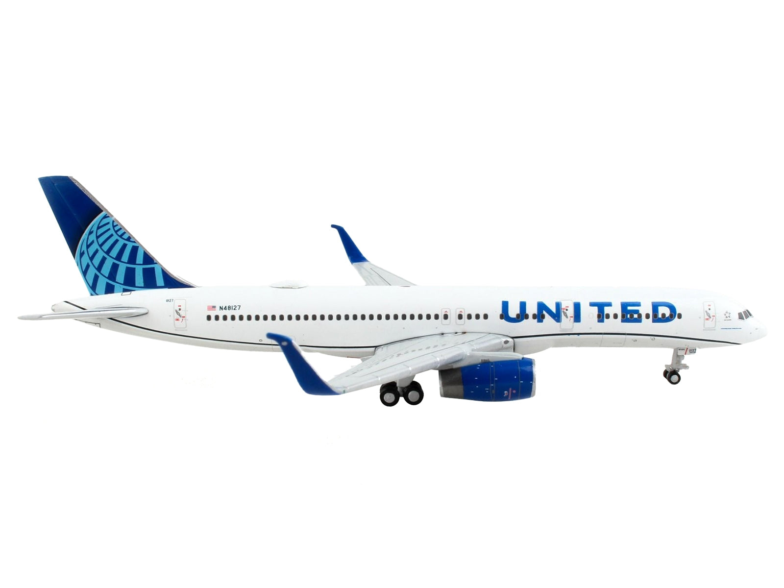 Boeing 757-200 Commercial Aircraft "United Airlines" White with Blue Tail 1/400 Diecast Model Airplane by GeminiJets