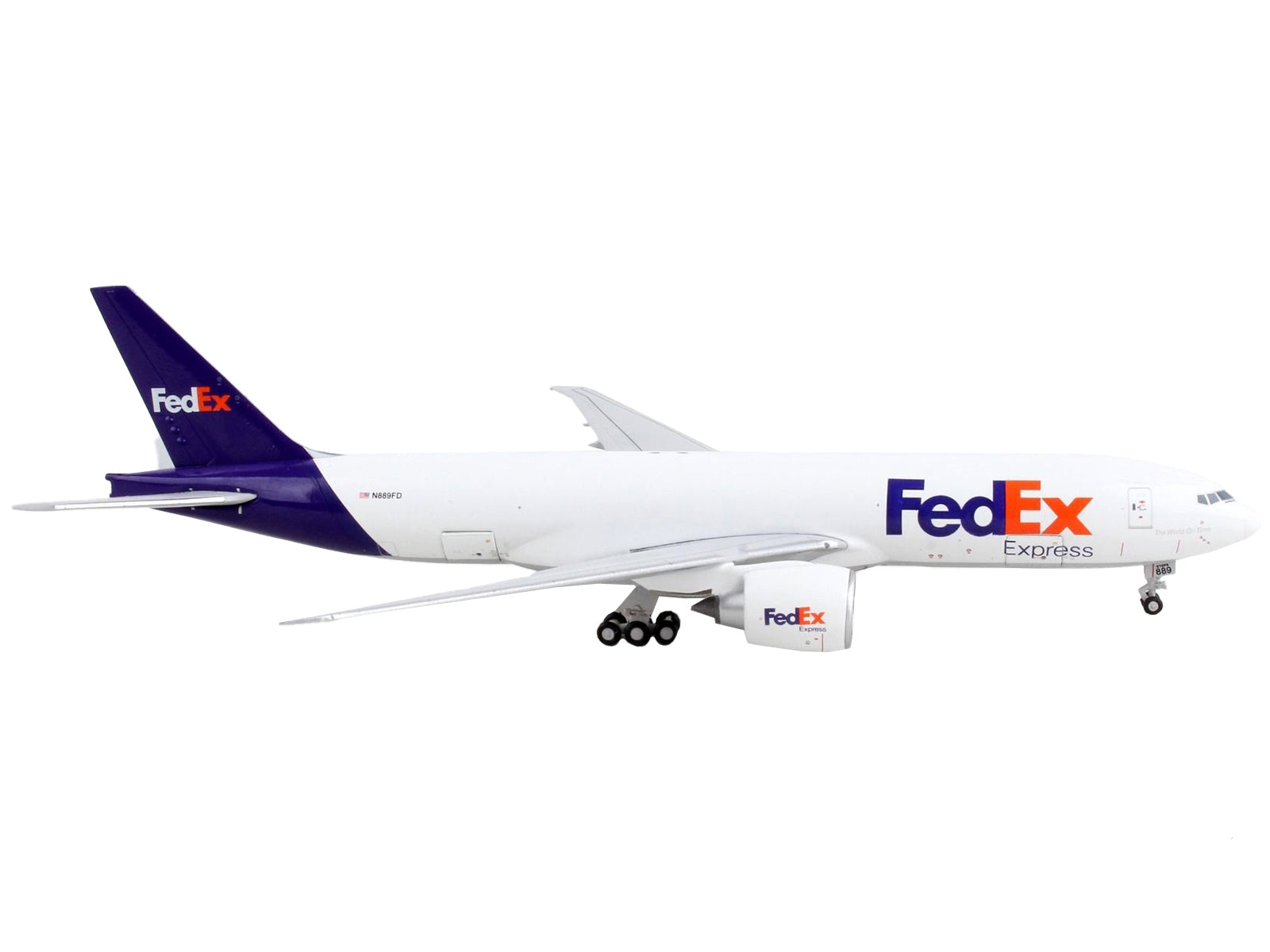 Boeing 777F Commercial Aircraft "Federal Express (Fedex)" White with Purple Tail "Interactive Series" 1/400 Diecast Model Airplane by GeminiJets