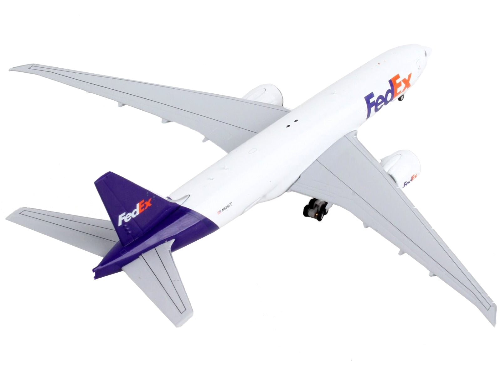 Boeing 777F Commercial Aircraft "Federal Express (Fedex)" White with Purple Tail "Interactive Series" 1/400 Diecast Model Airplane by GeminiJets