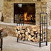 4 Feet Outdoor Heavy Duty Steel Firewood Wood Storage Rack - Color: Black - Minihomy